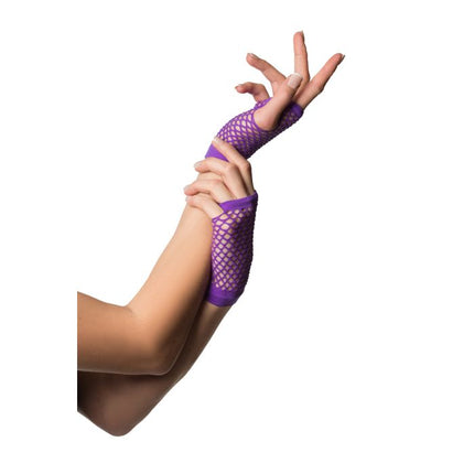 Gants sans doigts courts en résille violet