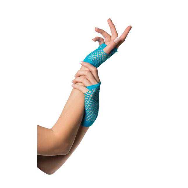 Gants à doigts courts en résille Turquoise