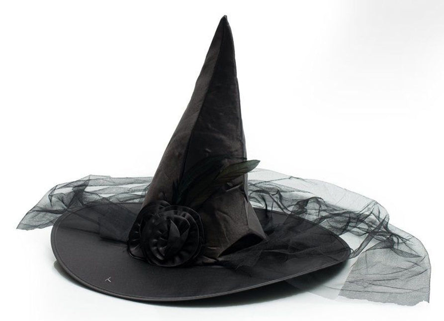 Chapeau de sorcière d'Halloween Fleur noire