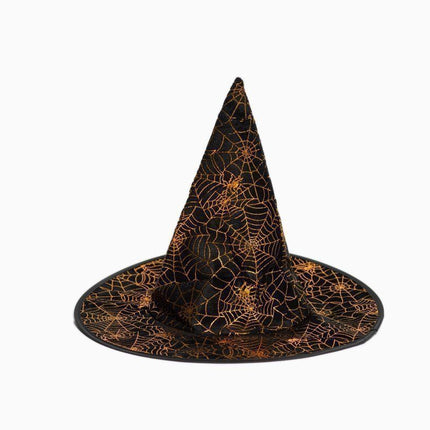 Chapeau de sorcière d'Halloween Toile d'araignée noire