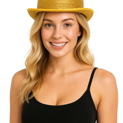 Chapeau haut pailleté or