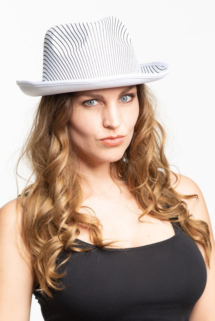 Chapeau Gangster Satin rayé blanc