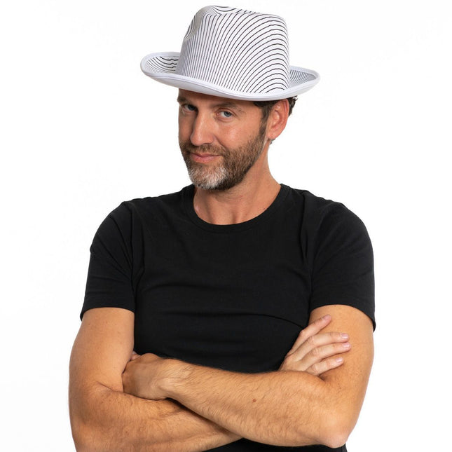 Chapeau Gangster Satin rayé blanc