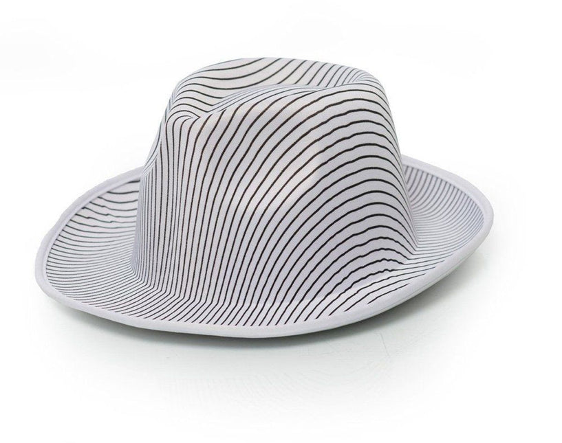 Chapeau Gangster Satin rayé blanc
