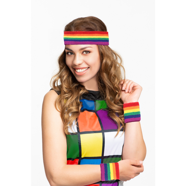 Set Bandeau/Bracelet Arc-en-ciel
