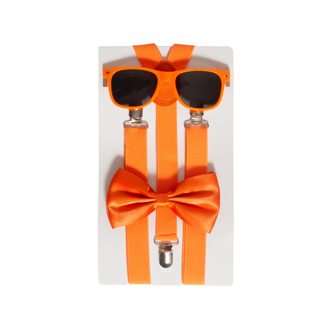 Ensemble bretelles/lunettes de protection/frappes orange fluo