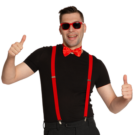 Ensemble bretelles/lunettes/bande rouge