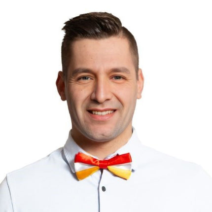 Nœud papillon rouge/blanc/jaune - paquet de 6