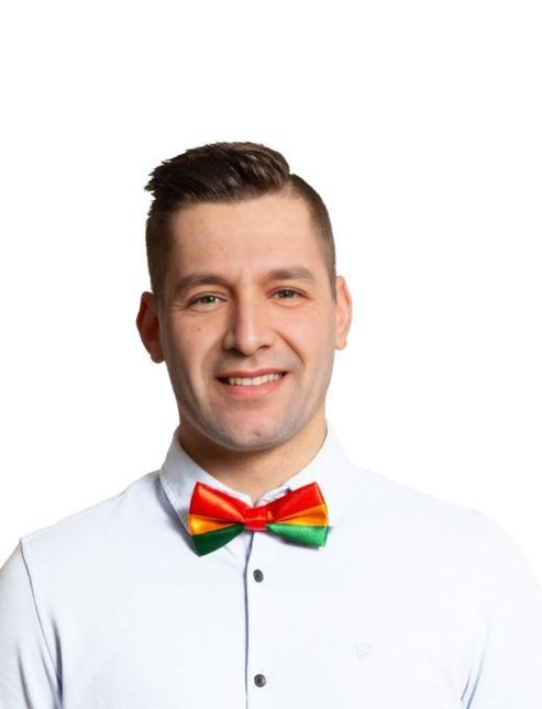 Nœud papillon rouge/jaune/vert - paquet de 6