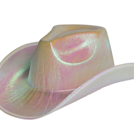 Chapeau de cow-boy argenté brillant - paquet de 6