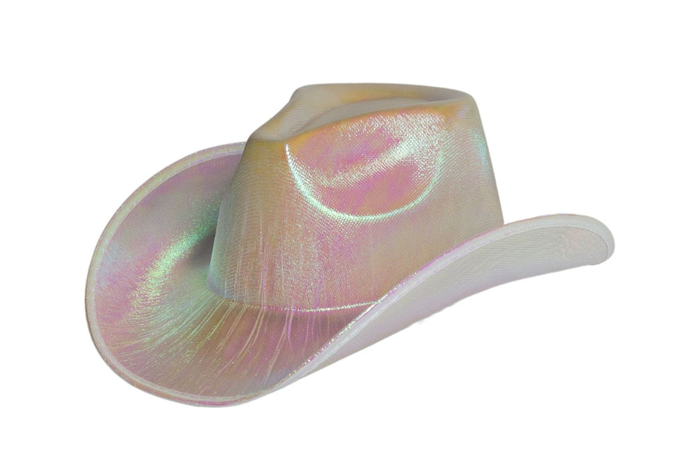 Chapeau de cow-boy argenté brillant - paquet de 6
