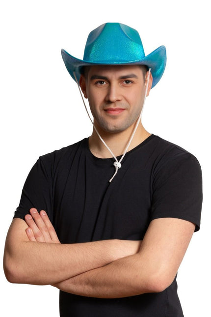 Chapeau de cow-boy turquoise brillant