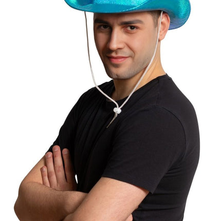 Chapeau de cow-boy turquoise brillant