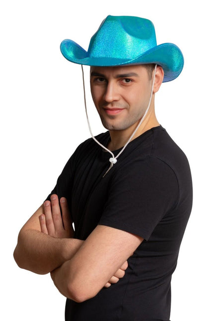 Chapeau de cow-boy turquoise brillant