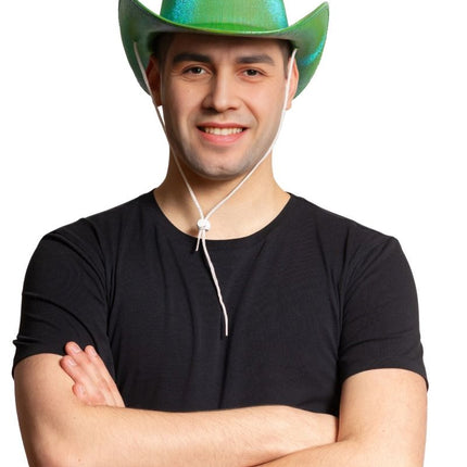 Chapeau de cow-boy vert brillant - paquet de 6