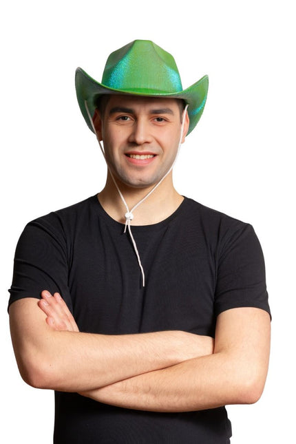 Chapeau de cow-boy vert brillant - paquet de 6