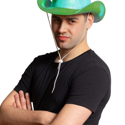 Chapeau de cow-boy vert brillant - paquet de 6