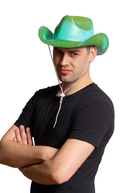 Chapeau de cow-boy vert brillant - paquet de 6