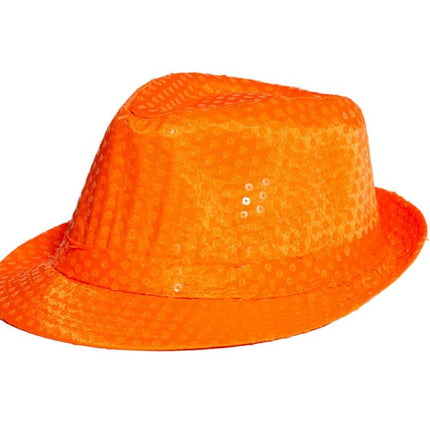 Chapeau à paillettes orange fluo - paquet de 6