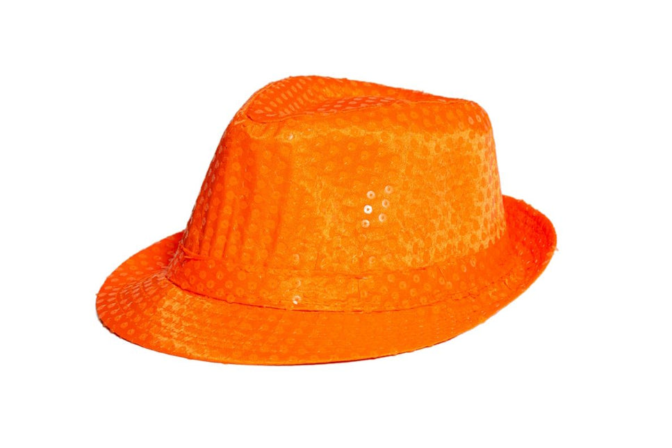 Chapeau à paillettes orange fluo - paquet de 6