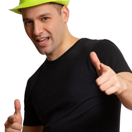 Chapeau à paillettes vert fluo