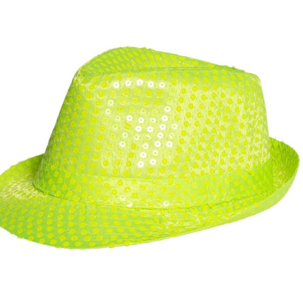 Chapeau à paillettes vert fluo