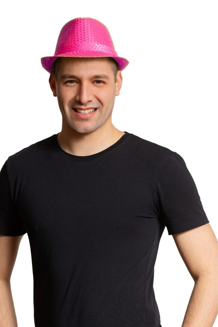 Chapeau à paillettes rose fluo - paquet de 6