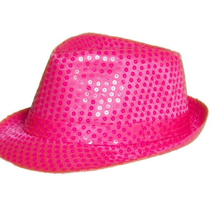 Chapeau à paillettes rose fluo - paquet de 6