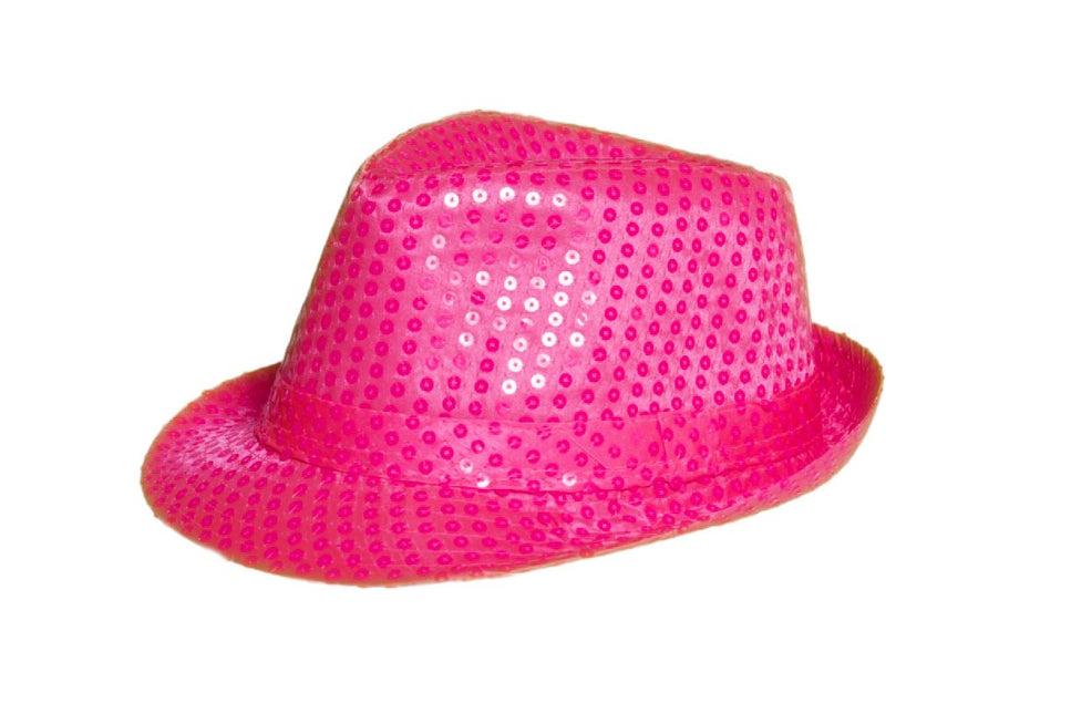 Chapeau à paillettes rose fluo - paquet de 6