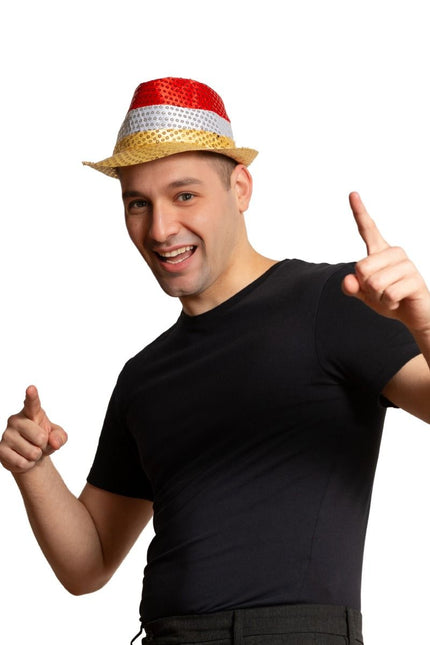 Chapeau à paillettes rouge/blanc/jaune - paquet de 6