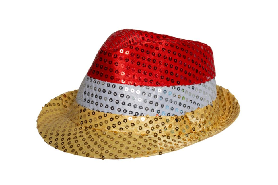 Chapeau à paillettes rouge/blanc/jaune - paquet de 6