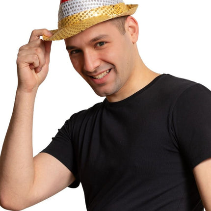 Chapeau à paillettes rouge/blanc/jaune - paquet de 6