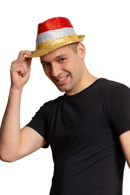 Chapeau à paillettes rouge/blanc/jaune - paquet de 6