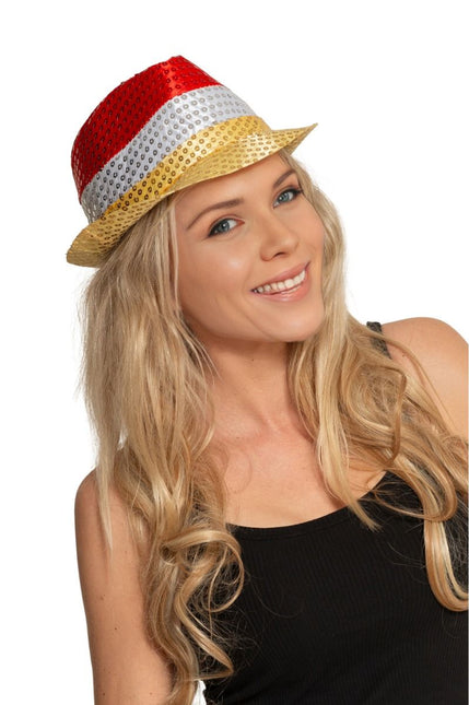 Chapeau à paillettes rouge/blanc/jaune - paquet de 6