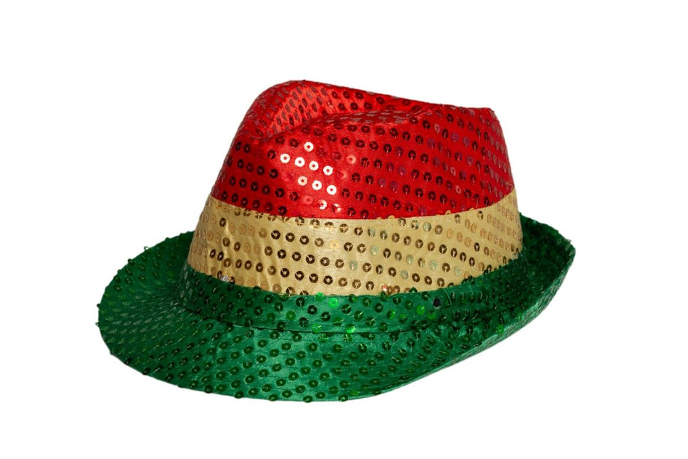 Chapeau à paillettes rouge/jaune/vert - paquet de 6