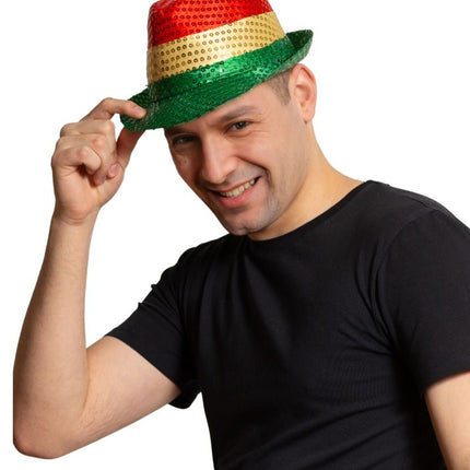 Chapeau à paillettes rouge/jaune/vert - paquet de 6