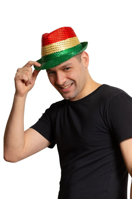 Chapeau à paillettes rouge/jaune/vert - paquet de 6
