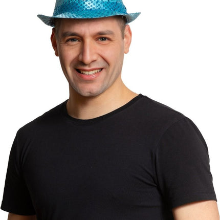 Chapeau à paillettes Turquoise - paquet de 6
