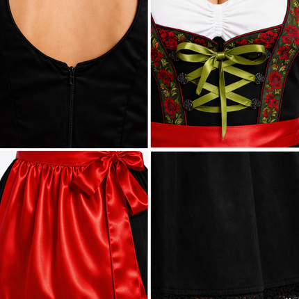 Robe dirndl rouge pour l'Oktoberfest « Rosalie »