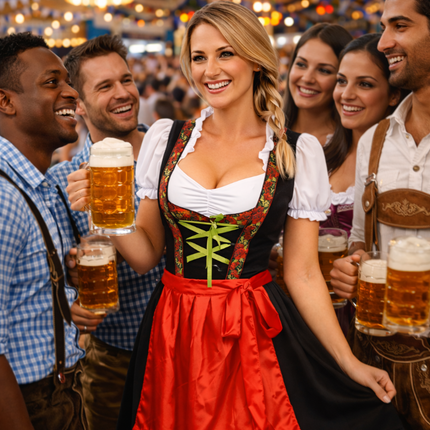 Robe dirndl rouge pour l'Oktoberfest « Rosalie »
