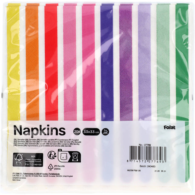 Serviettes Stripetastic 33x33cm /20