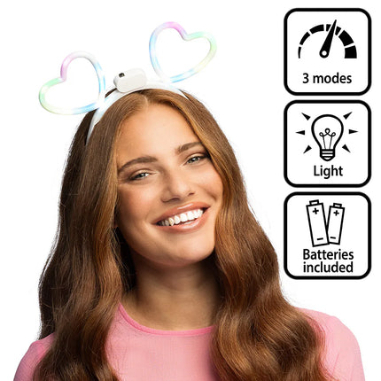 Diadème LED « Glowing hearts »