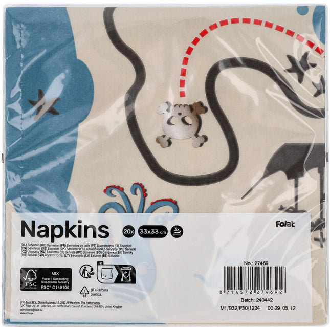 Serviettes Pirate 33cm 20pcs