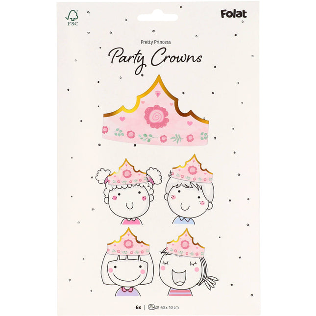 Couronne de princesse rose 60cm 6pcs