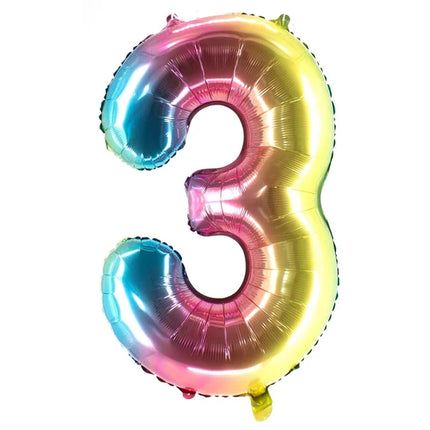 Ballon « 3 ans » arc-en-ciel, vierge, 1 m
