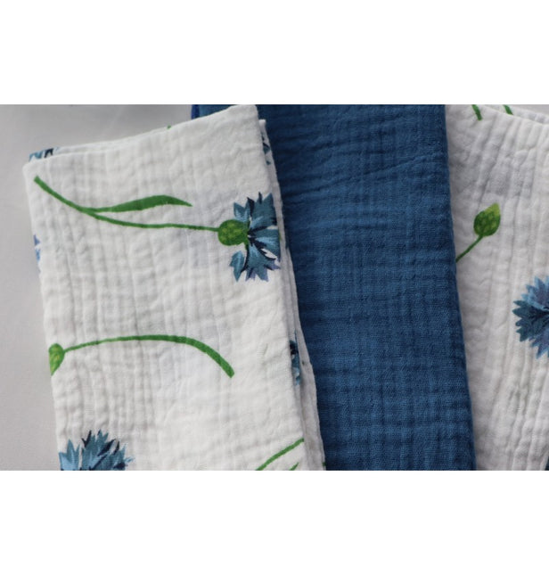 Serviettes de table en coton vert bleu 40cm 4pcs