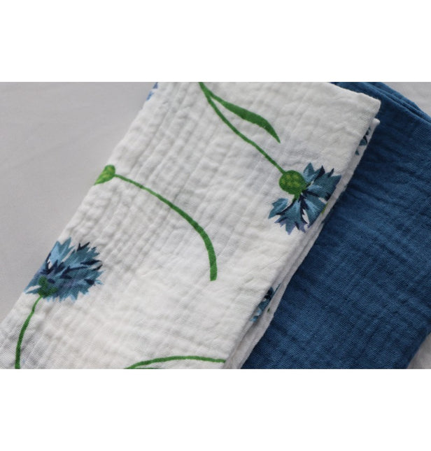 Serviettes de table en coton vert bleu 40cm 4pcs