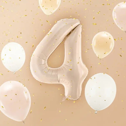 4 Jaar Cijfer Ballon Beige Glans Leeg 72cm van Partydeco koop je bij Partywinkel