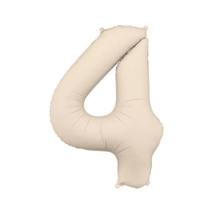 4 Jaar Cijfer Ballon Beige Mat Leeg 86cm van Partydeco koop je bij Partywinkel