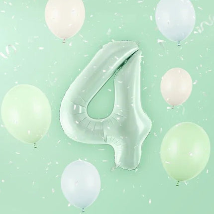 4 Jaar Cijfer Ballon Mintgroen Leeg 72cm van Partydeco koop je bij Partywinkel